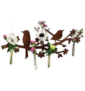 Edelrost Vogel Set mit Reagänzgläsern